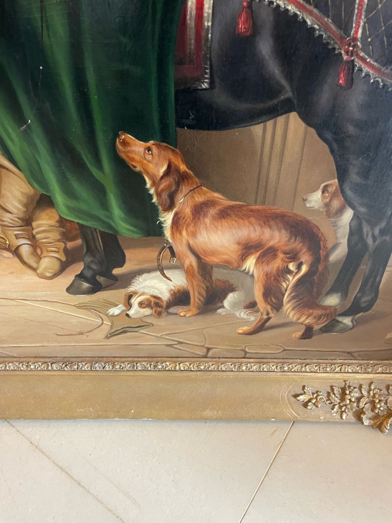 An Extra Large Oil on Canvas Painting Aft. Sir Edwin Henry Landseer, RA of Return from Hawking  177 X 263 X 12 cm - Image 11